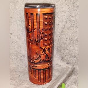 Wood grain hunting style 20oz Straight Stainless Steel Tumbler men’s